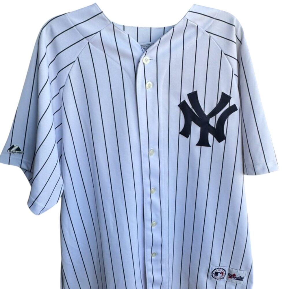 Vintage Majestic New York Yankees Pinstripe Jersey White MLB Genuine Merchandise